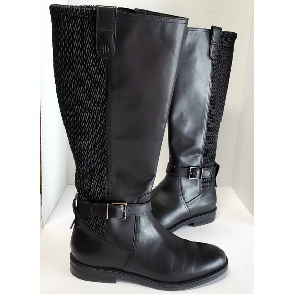 Cole Haan Boots Clover Stretch W24816 Black 7.5 B Leather/Texture Buckle Rubber - Picture 2 of 15